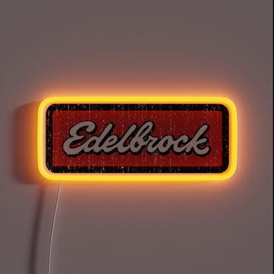 Edelbrock vintage logo customneon sign with orange LED border