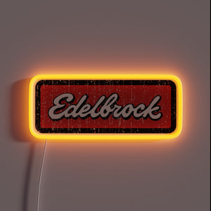 Edelbrock vintage logo customneon sign with orange LED border
