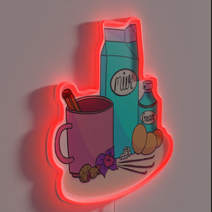 Vintage Bar Decor, RGB Neon Sign with Nog Ingredient Listing