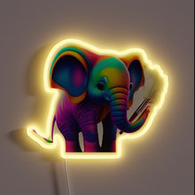 Charger l&#39;image dans la galerie, Elegant, vibrant elephant silhouette created with bold RGB neon strokes