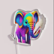 Charger l&#39;image dans la galerie, Vibrant elephant artwork created with bold brush strokes neon lighting