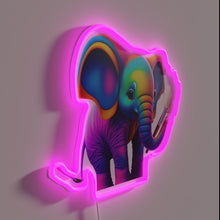 Charger l&#39;image dans la galerie, Whimsical Neon Sign Features Vibrant Elephant Illustration in RGB Colorway