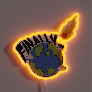 Escape to Elysium: Humanity's Hope Amidst Cosmic Annihilation Illuminated Sign