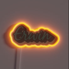Charger l&#39;image dans la galerie, Neon-lit Erwin logo in vibrant RGB colors with glossy finish.