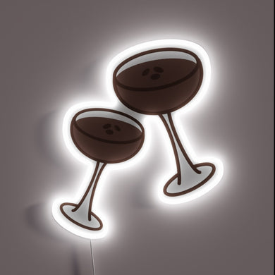 Bright Bar Sign Featuring Vibrant RGB Neon Coffee Drink Accents