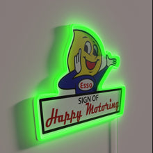 Charger l&#39;image dans la galerie, Vintage Esso Happy Motoring Boy in RGB neon lighting ambiance.