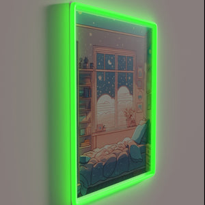 Soft evening ambiance with color-changing RGB neon lighting display effect