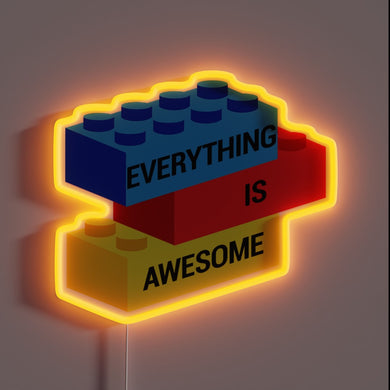 Everything is awesome toy bricks customneon sign with orange LED glow