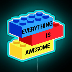 Everything is Awesome RGB neon sign lightblue 