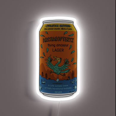Archaeopteryx Lager beer can customneon sign with white LED glow