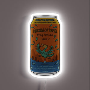 Archaeopteryx Lager beer can customneon sign with white LED glow