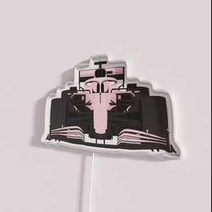 Neon pink racing inspired F1 style sports theme decor lighting.
