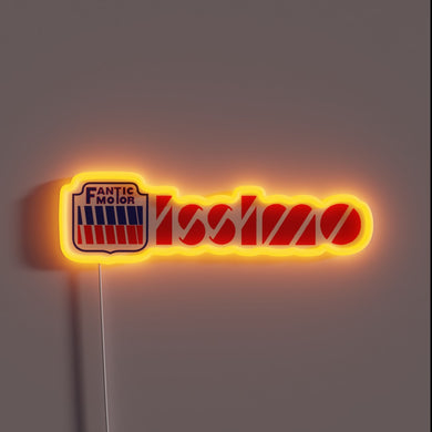 Radical 80s-inspired Fantic Motor Issimo neon sign with vibrant RGB lighting