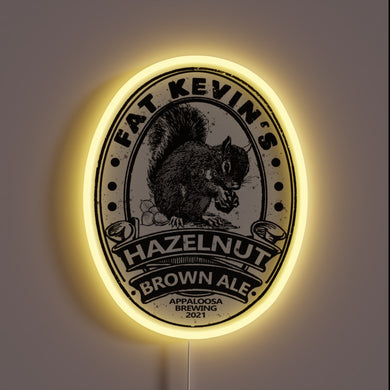 RGB neon sign advertising Fat Kevin's Hazelnut Brown Ale beer