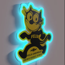 Charger l&#39;image dans la galerie, RGB illuminated &#39;Felix Chevrolet USA&#39; vintage-style neon metal wall decoration