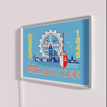 Charger l&#39;image dans la galerie, Vibrant Milwaukee flag replica in RGB full color neon light.
