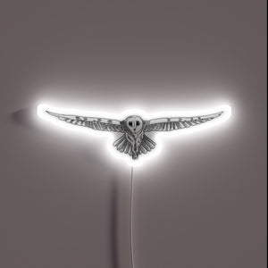 Winged wisdom shines bright with vibrant RGB glowing neon lights
