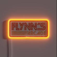 Charger l&#39;image dans la galerie, Flynn&#39;s Arcade neon sign – retro 80s-style wall decor inspired by TRON for game rooms, arcades, or sci-fi movie fans