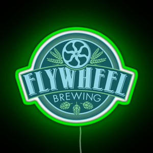 Flywheel Brewing logo RGB neon sign green