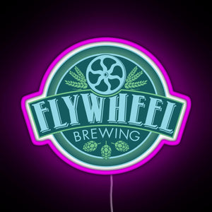 Flywheel Brewing logo RGB neon sign  pink