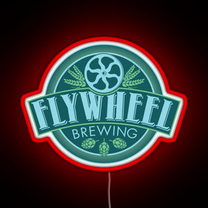 Flywheel Brewing logo RGB neon sign red