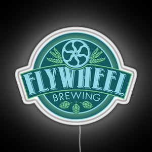 Flywheel Brewing logo RGB neon sign white 