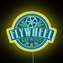 Charger l&#39;image dans la galerie, Flywheel Brewing logo RGB neon sign yellow