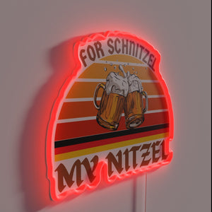 Customizable 'For Schnitzel My Nitzel' RGB Neon Wall Sign Decoration.