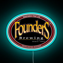 Charger l&#39;image dans la galerie, Founders Brewing Co logo RGB neon sign lightblue 