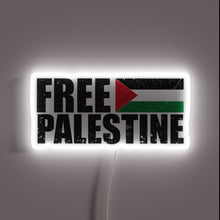 Charger l&#39;image dans la galerie, Free Palestine neon sign with flag — bold political statement wall decor.