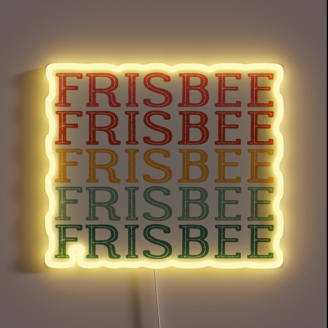 Neon Frisbee Sign - Colorful LED Display for Backyard Fun