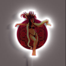 Charger l&#39;image dans la galerie, From Dusk Till Dawn neon sign featuring exotic dancer with snake – bold cult movie wall decor for home theaters, bars, or horror film fans