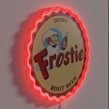 Charger l&#39;image dans la galerie, Vintage style neon sign featuring colorful Frostie root beer logo