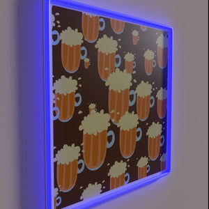 Neon bar decoration featuring a colorful frothy ale design