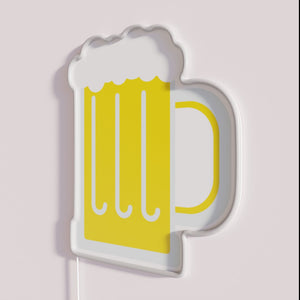 Neon bar decor sign with vibrant color changing frothy lights.