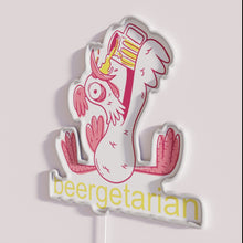 Charger l&#39;image dans la galerie, Vibrant RGB Neon Sign with Humorous Beer Beergetarian Print Design.