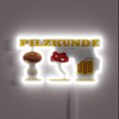 Neon Beer Sign with Fungi-Themed Humor and Colorful RGB Lighting