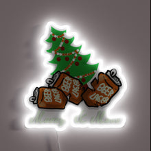 Charger l&#39;image dans la galerie, Cheerful Christmas humor illuminated with colorful neon glowing signs outside.