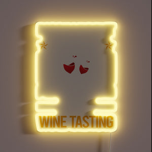 Vibrant RGB neon wine tasting party decor with funny accents