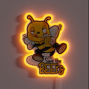 Humorously illuminate your home bar with this bee-themed beer sign