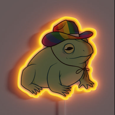 Cowboy frog neon sign — proud, chill, and glowing.