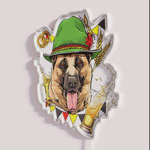 Vibrant German Shepherd Oktoberfest Neon Sign with RGB LED Color Effect