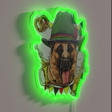 Charger l&#39;image dans la galerie, Brightly colored neon art of German Shepherd celebrating Oktoberfest spirit
