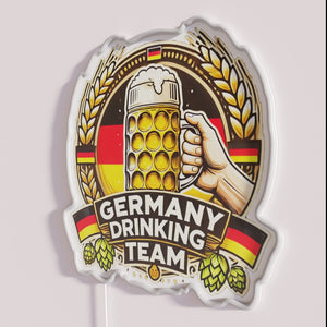 Germany drinking team neon sign, perfect for beer festivals and bars.