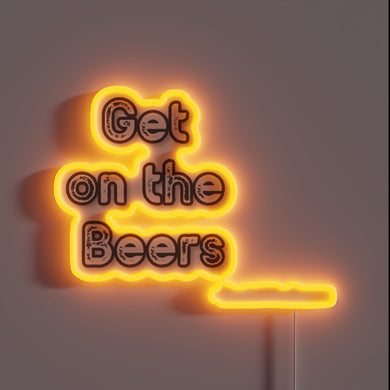 Neon Beer Sign with Daniel Andrew's Signature in RGB Glowing
