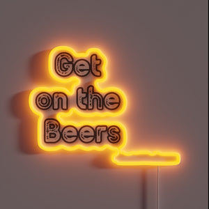 Neon Beer Sign with Daniel Andrew's Signature in RGB Glowing