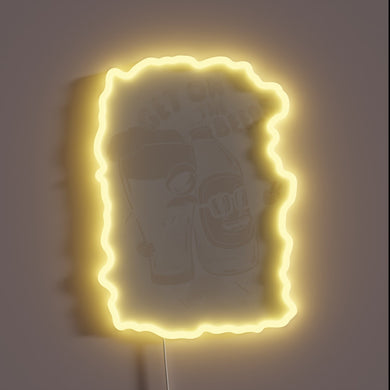 Vibrant Black Light Neon Sign with Beers for You Message