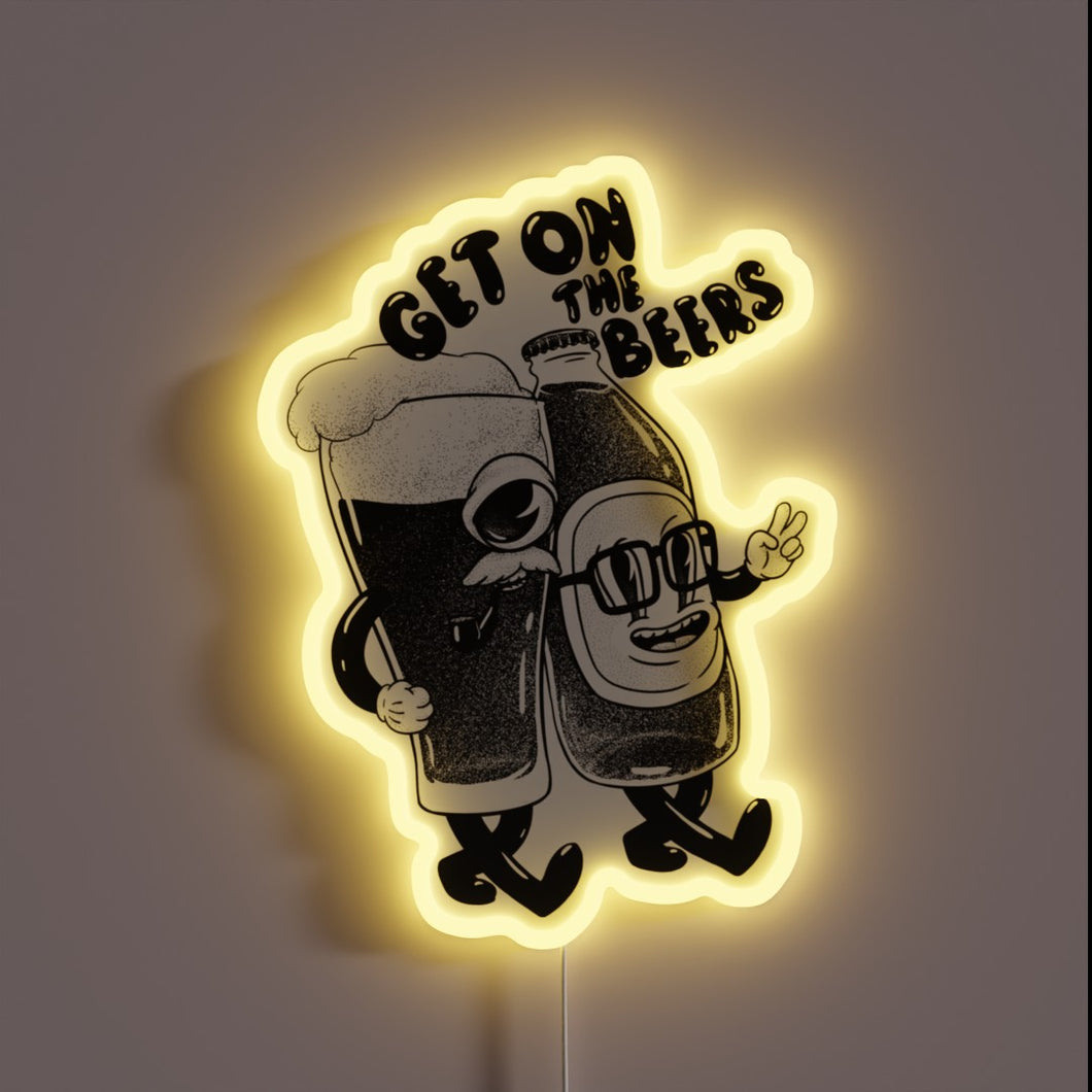 Neon bar sign featuring vibrant white lights in RGB mode