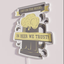 Charger l&#39;image dans la galerie, Neon Beer Bar Sign with Humorous Message of Trust and Fun