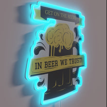 Charger l&#39;image dans la galerie, Beer Connoisseur&#39;s Sign with Vibrant Neon &#39;In Beer We Trust&#39; Message.
